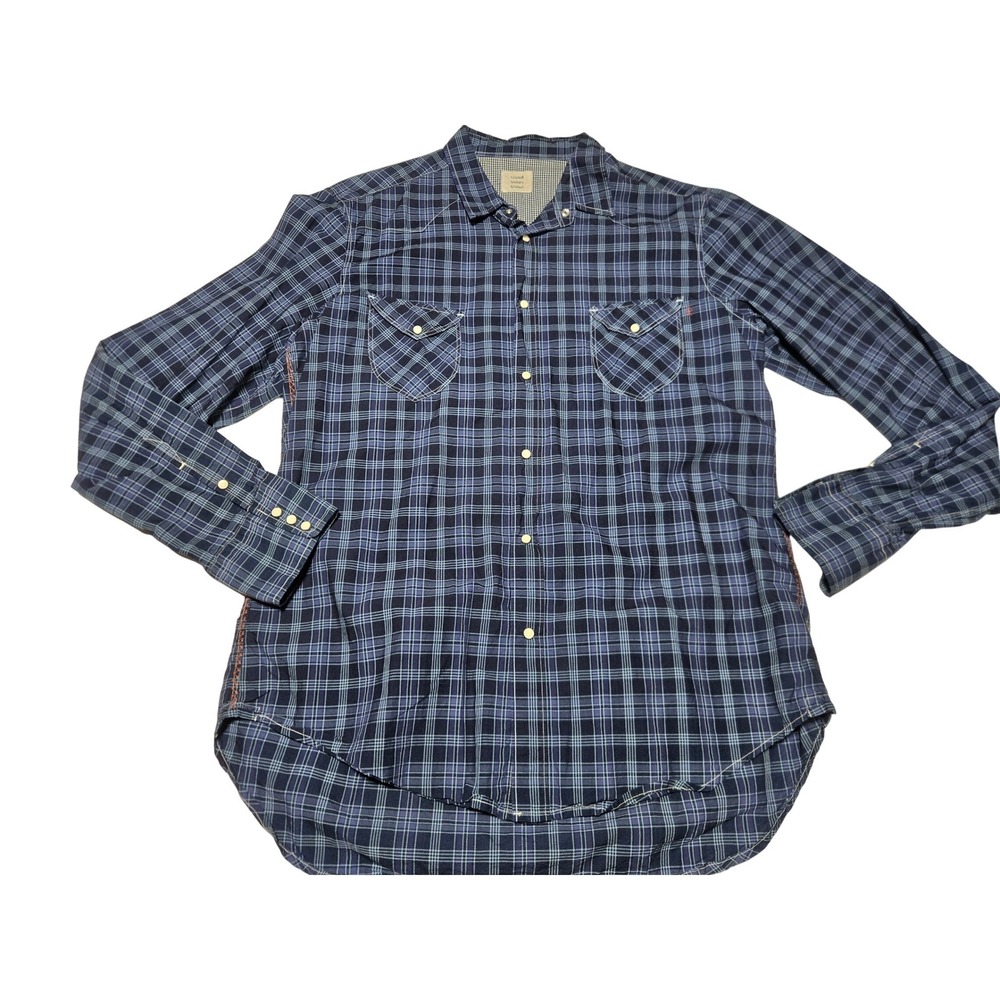 Coast Weber & Ahaus Blue Plaid Shirt Long Sleeve‎ Button Up Western Men's M